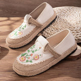 Vintage Stickerei Floral Canvas Flats Schuhe