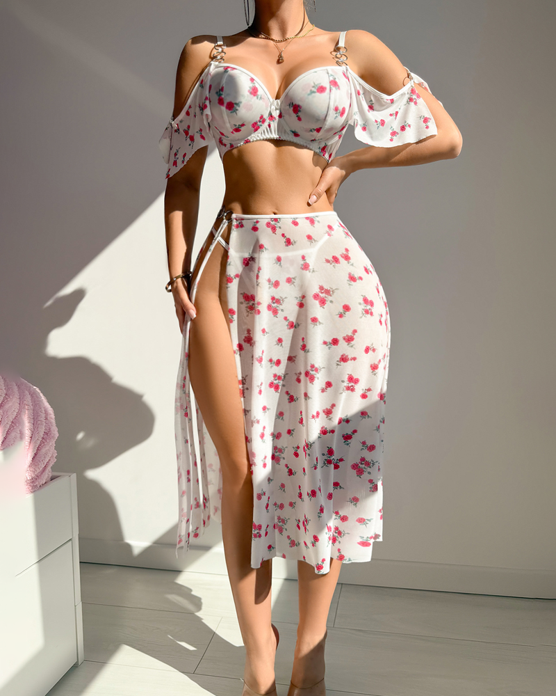 Cut-Out Mesh Lingerie Set