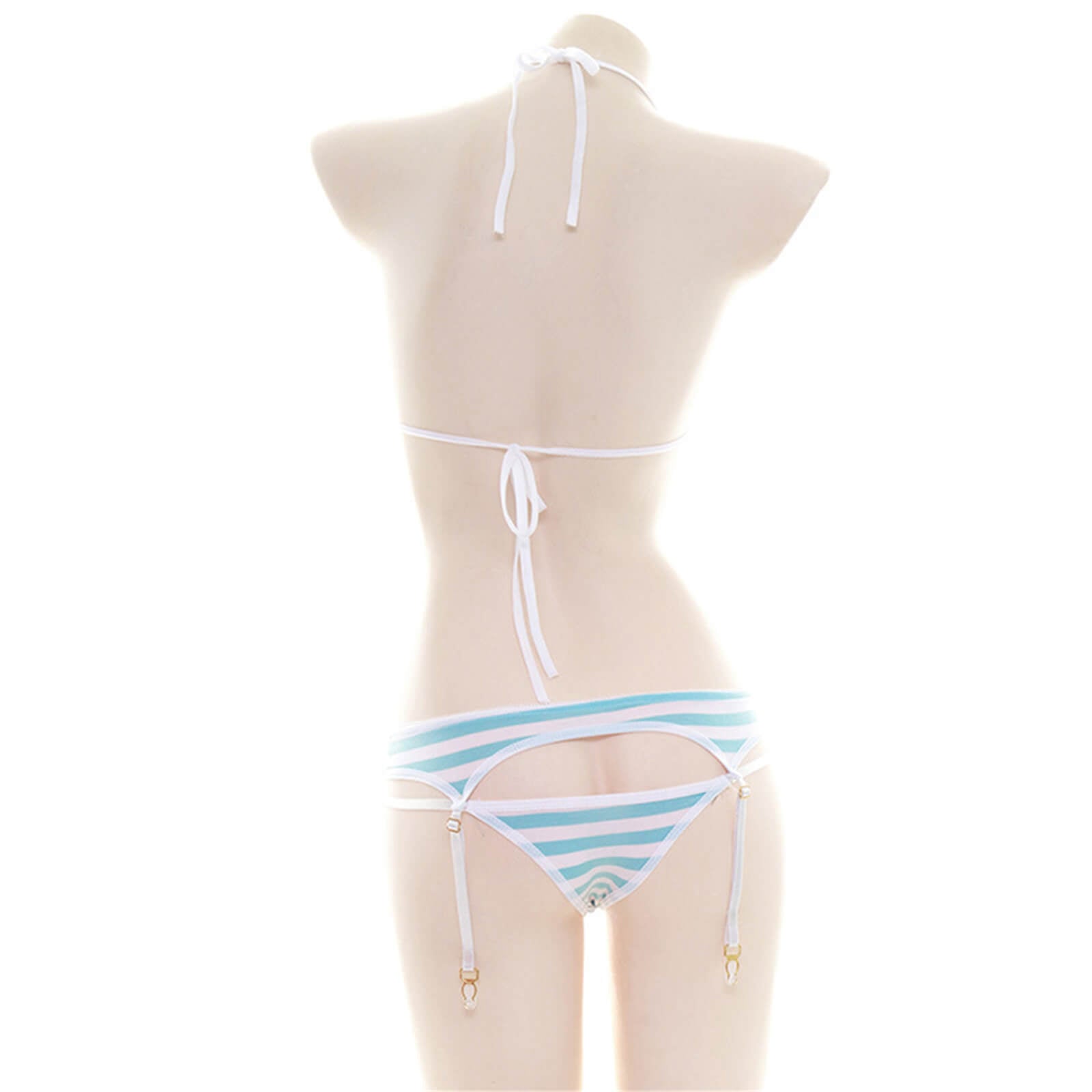 Anime Lingerie Cute Striped Micro Bikini Cosplay Bra and Panty Set
