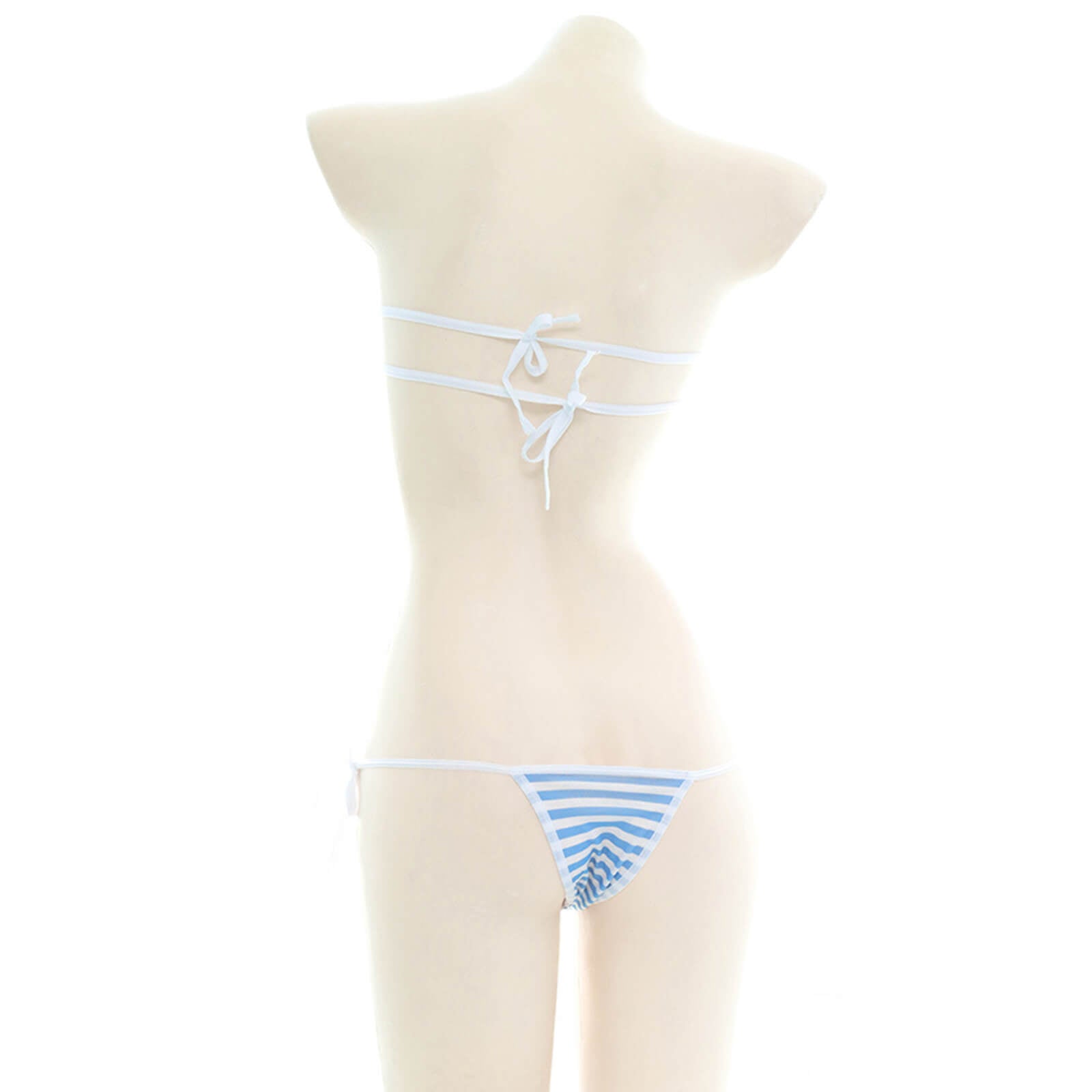 Anime Stripe Cosplay Lingerie Cute Micro Bikini Set Kawaii Bra and Panty
