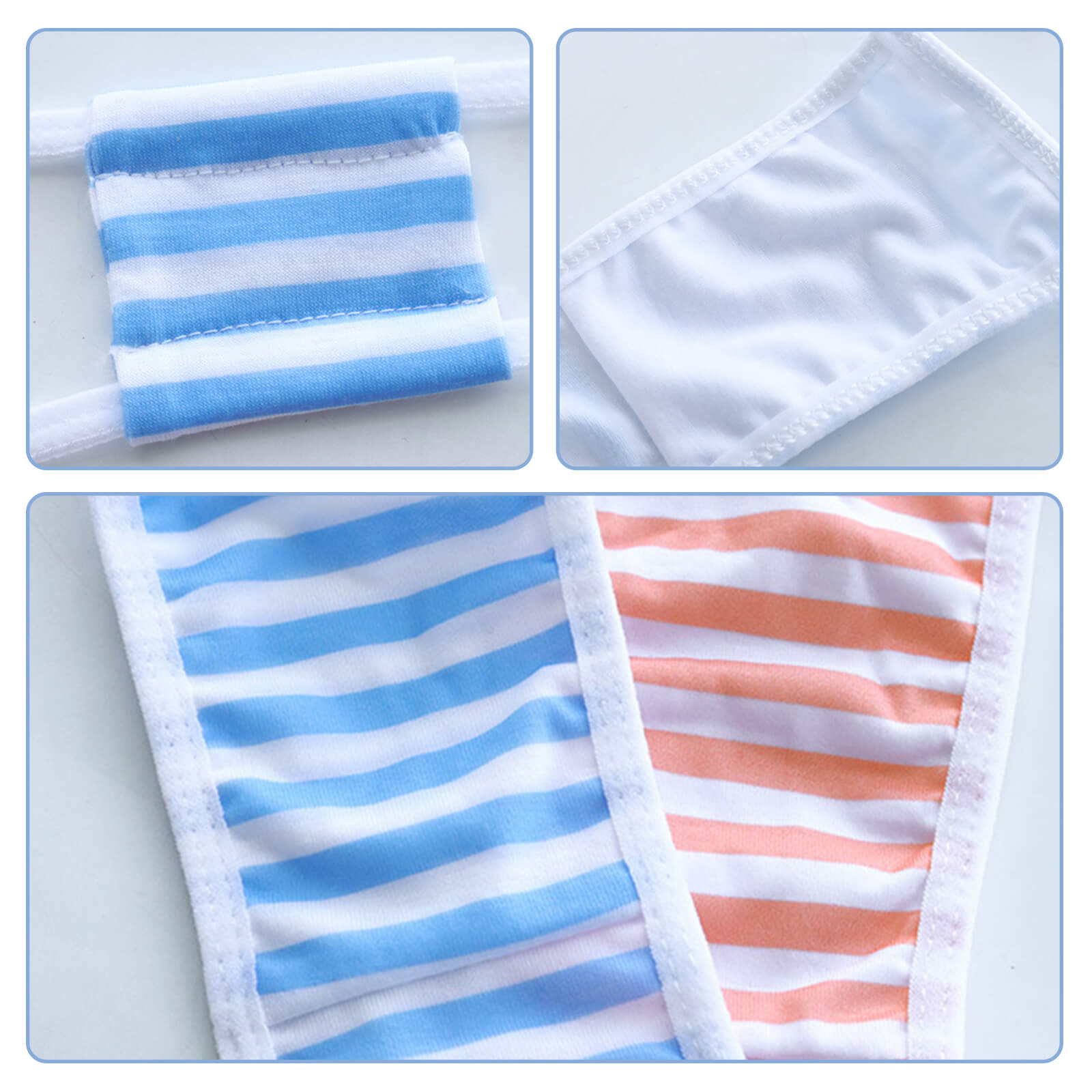 Anime Stripe Cosplay Lingerie Cute Micro Bikini Set Kawaii Bra and Panty