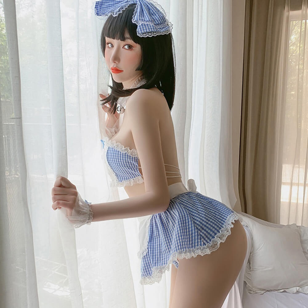 Lace Anime Lingerie Maid Apron Tube Top Cosplay Babydoll Costume