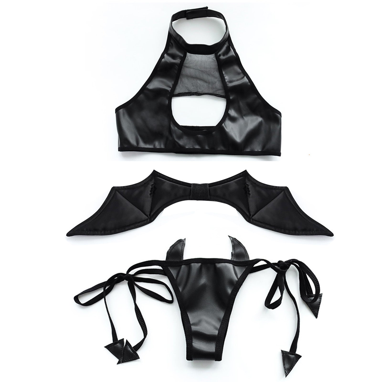 Hell Rider Succubus Lingerie Devil Latex Black Cosplay Costume