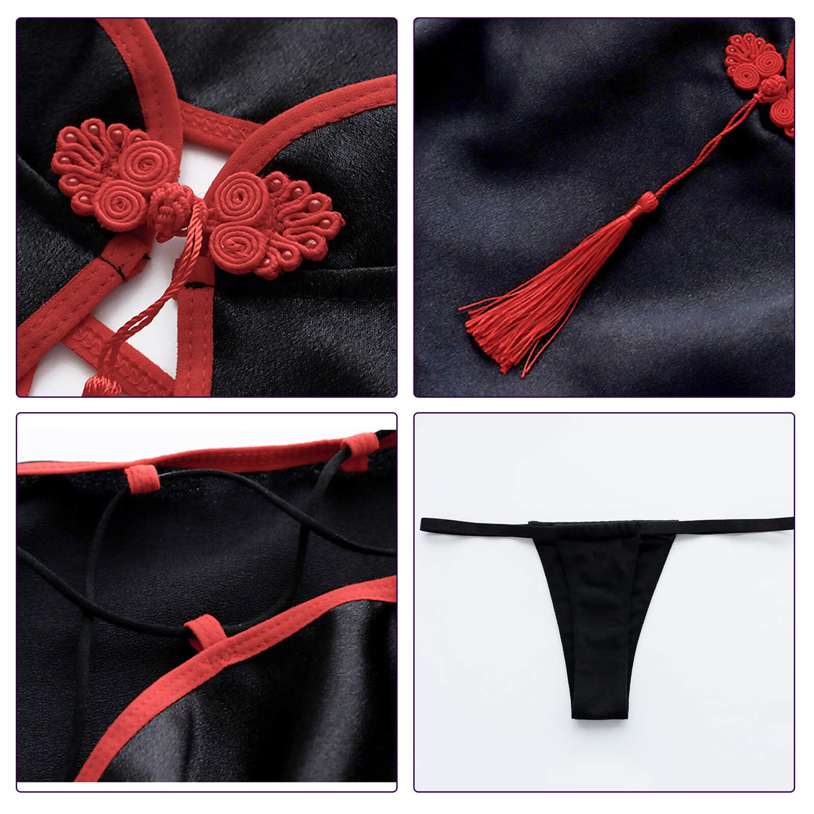Chinese Strap Hollow Cheongsam Dress Anime Cosplay Lingerie Traditional Qipao Babydoll