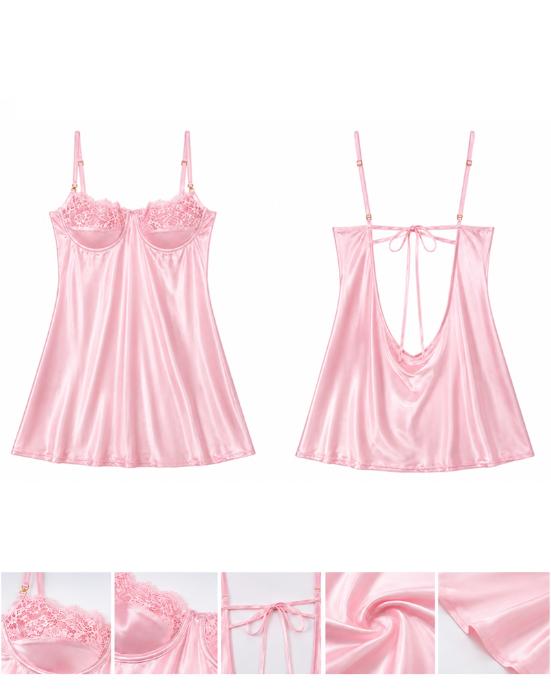 Satin Lace Trim Slip Nightgowns