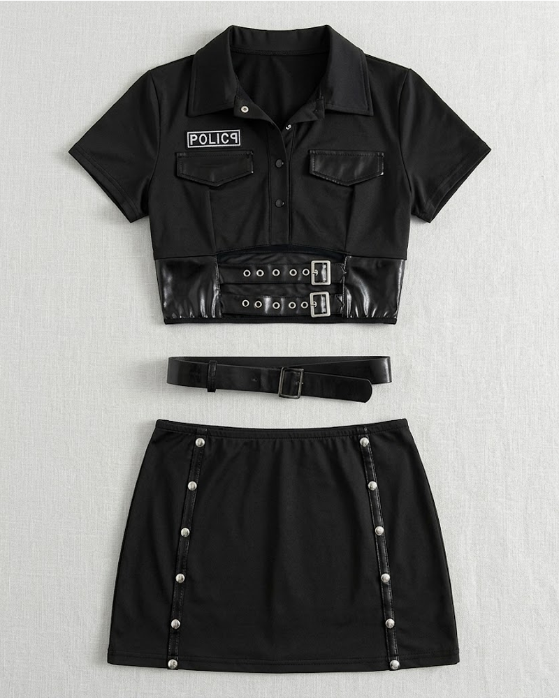 Police Officer Costume Mini Skirt Lingerie Set