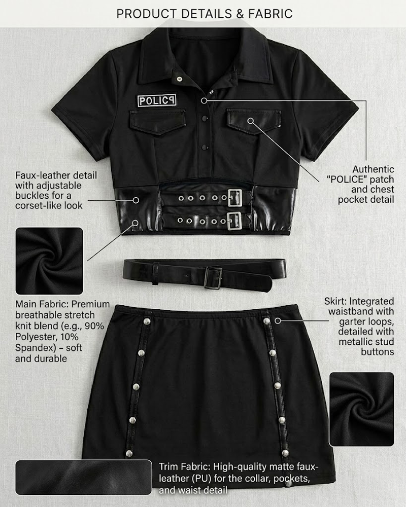 Police Officer Costume Mini Skirt Lingerie Set