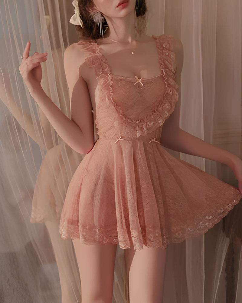 Lace Back Slit Nightgowns with Open-Back Design