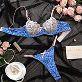 Blue Leopard Print Lace Suit