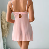 Nightdress Flower Embroidered Mesh Two-Piece Set