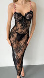 Lace Suspender Long Midi Dress