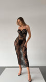 Lace Suspender Long Midi Dress