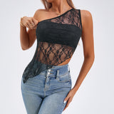 Lace Off-Shoulder Irregular Top