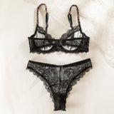 Bra Set Leopard Print Spliced Lace