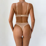 See-Through Mesh Pleated Lace Simple Suit