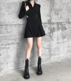 Side Cutout Tie Long Sleeve Slim Fit Dress