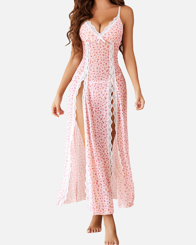 Mesh V Neck Side Split Nightdress