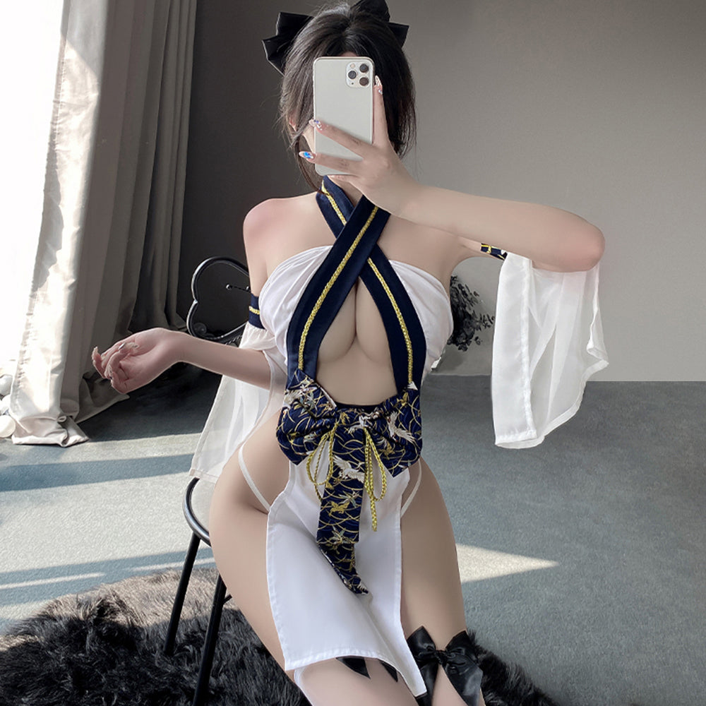 Kimono Lingerie Costume Japanese Anime Cosplay Underwear 4 Pieces Roleplay Outfits