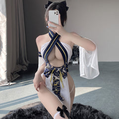 Kimono Lingerie Costume Japanese Anime Cosplay Underwear 4 Pieces Roleplay Outfits