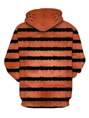 Orange Evil Cat Striped Hooded Sweatshirt