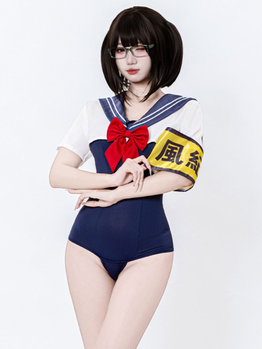 Anime Schoolgirl Cosplay Bodysuit with Top