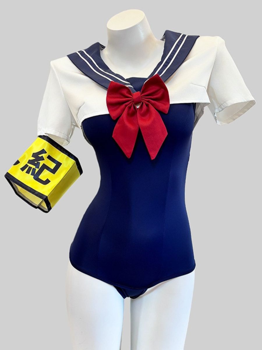 Anime Schoolgirl Cosplay Bodysuit with Top