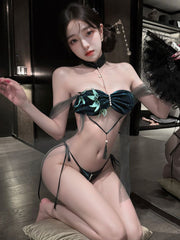 Bamboo Leaf Chinese-Inspired Lingerie Set
