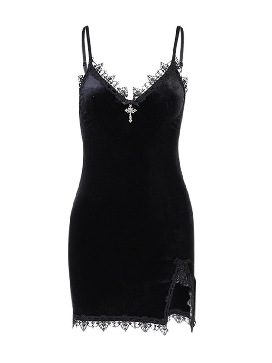 Velvet Split Bodycon Dress