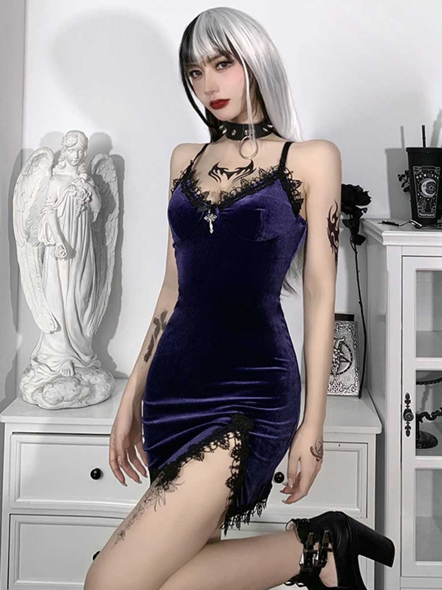 Velvet Split Bodycon Dress