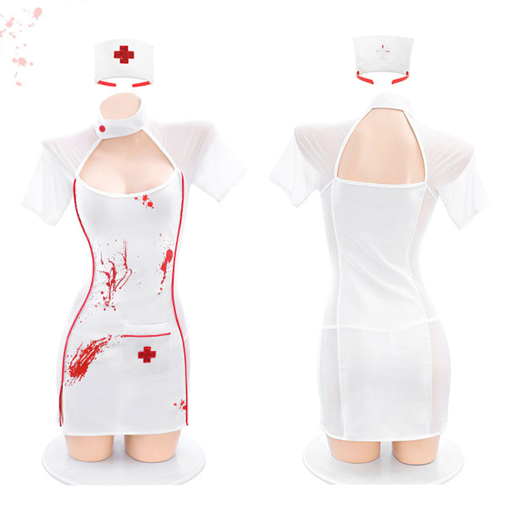 Bloody Nurse Costume Adult Nurse Role Play Uniform Anime Hospital Hottie Halloween Outfits
