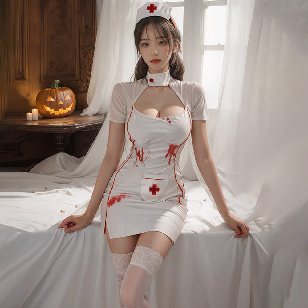 Bloody Nurse Costume Adult Nurse Role Play Uniform Anime Hospital Hottie Halloween Outfits