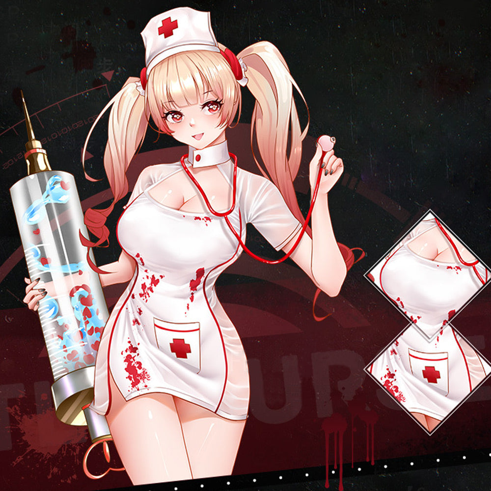 Bloody Nurse Costume Adult Nurse Role Play Uniform Anime Hospital Hottie Halloween Outfits