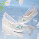 Blue Floral Embroidery Flat Mesh Shoes