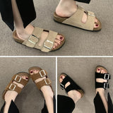 Sandalen aus Wildlederimitat mit Schnalle