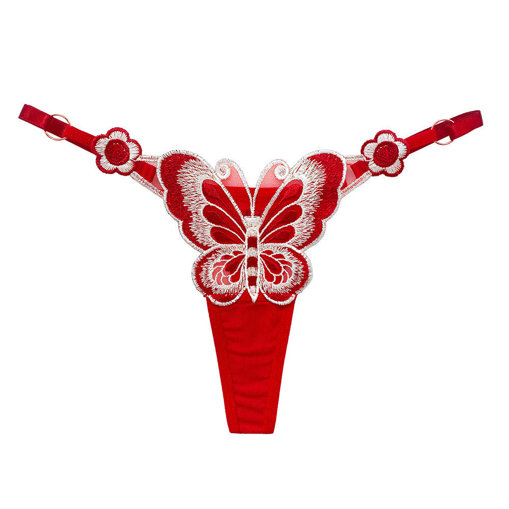 Butterfly Embroidered T-string Panty Strappy Sides Underwear