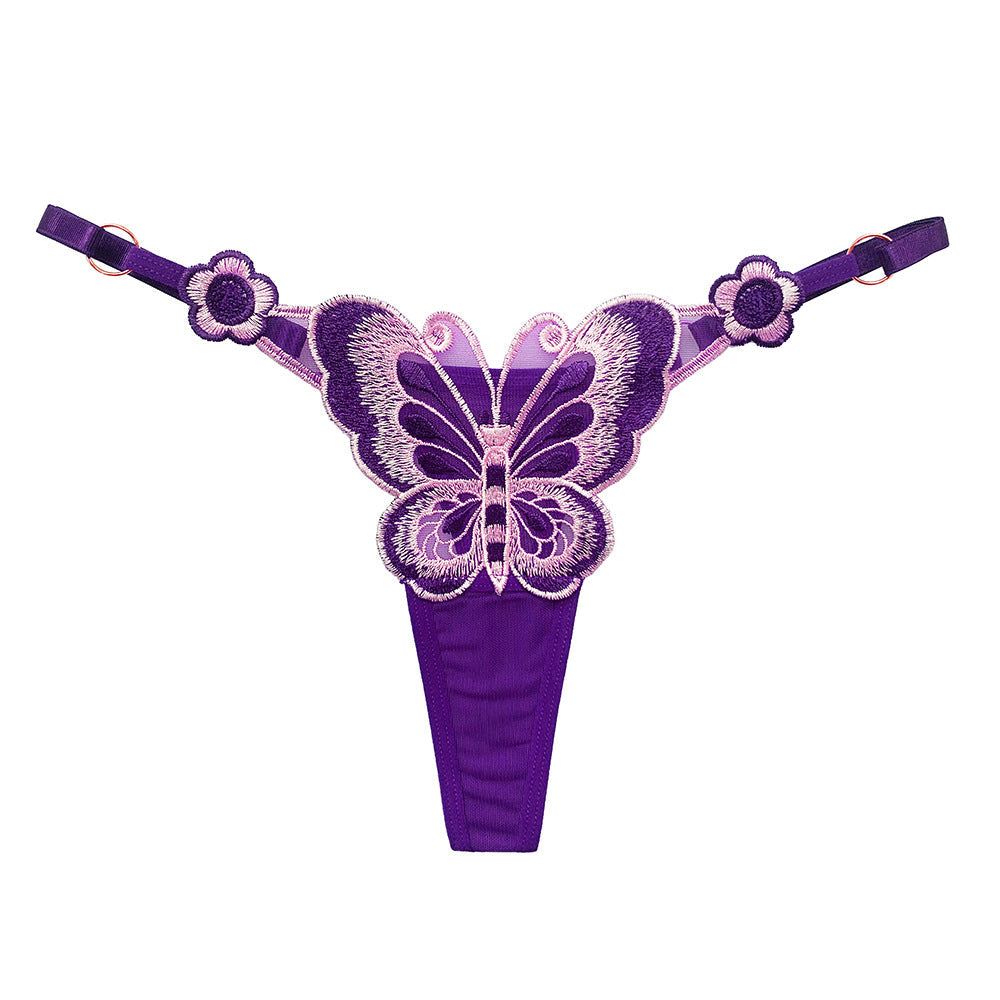 Butterfly Embroidered T-string Panty Strappy Sides Underwear