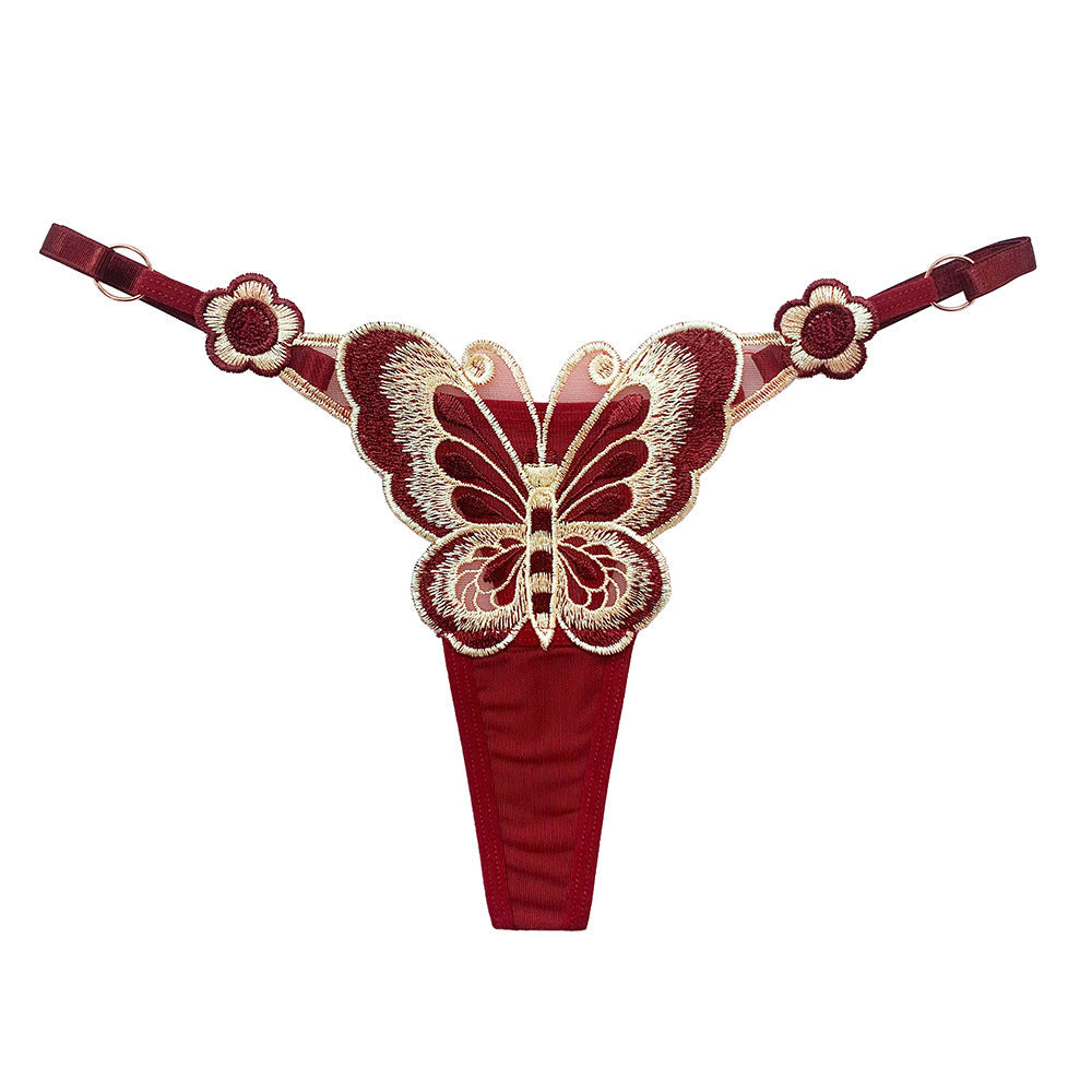 Butterfly Embroidered T-string Panty Strappy Sides Underwear