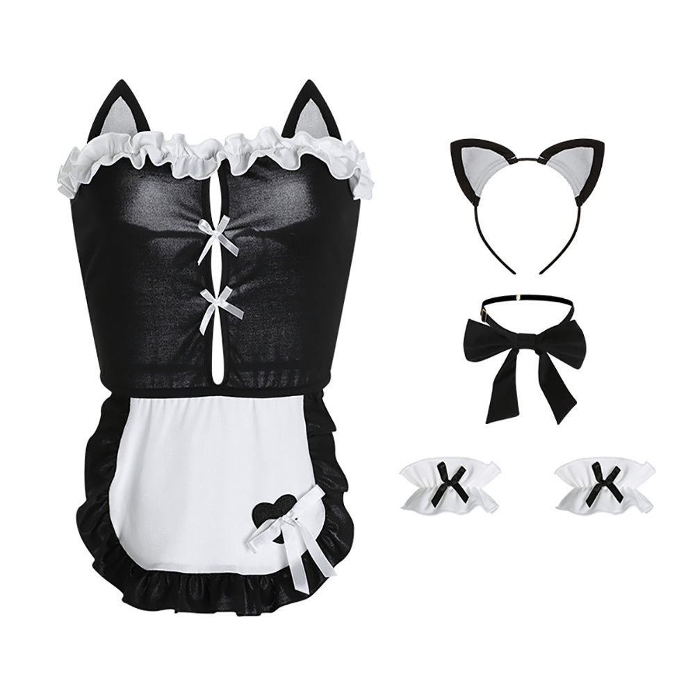Cat Maid Lingerie Cute Kitten Anime Cosplay Costume With Bow Choker