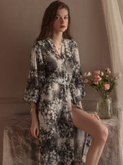 Grey Chiffon Kimono Robe