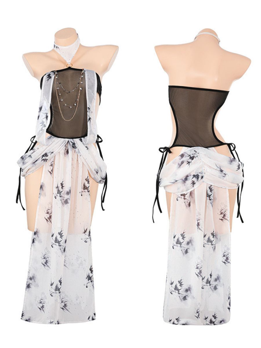 Vintage Chiffon Draped Lingerie Dress