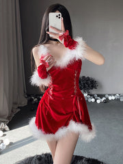 Velvet Christmas Dress with Cape