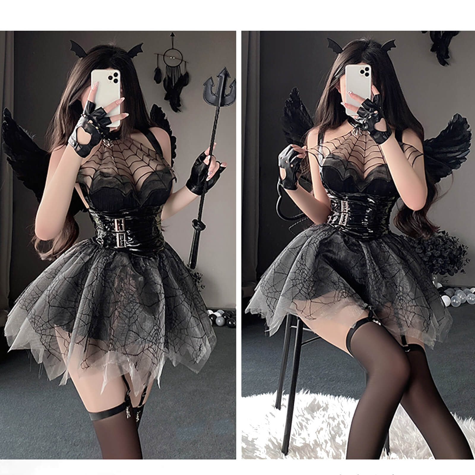 Spiderweb Mesh Lingerie Dress