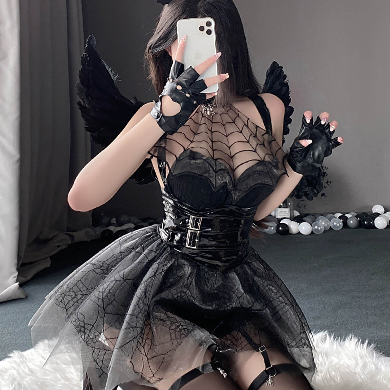 Spiderweb Mesh Lingerie Dress