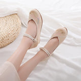 Elegant Cloud Embroidery Canvas Flats Shoes