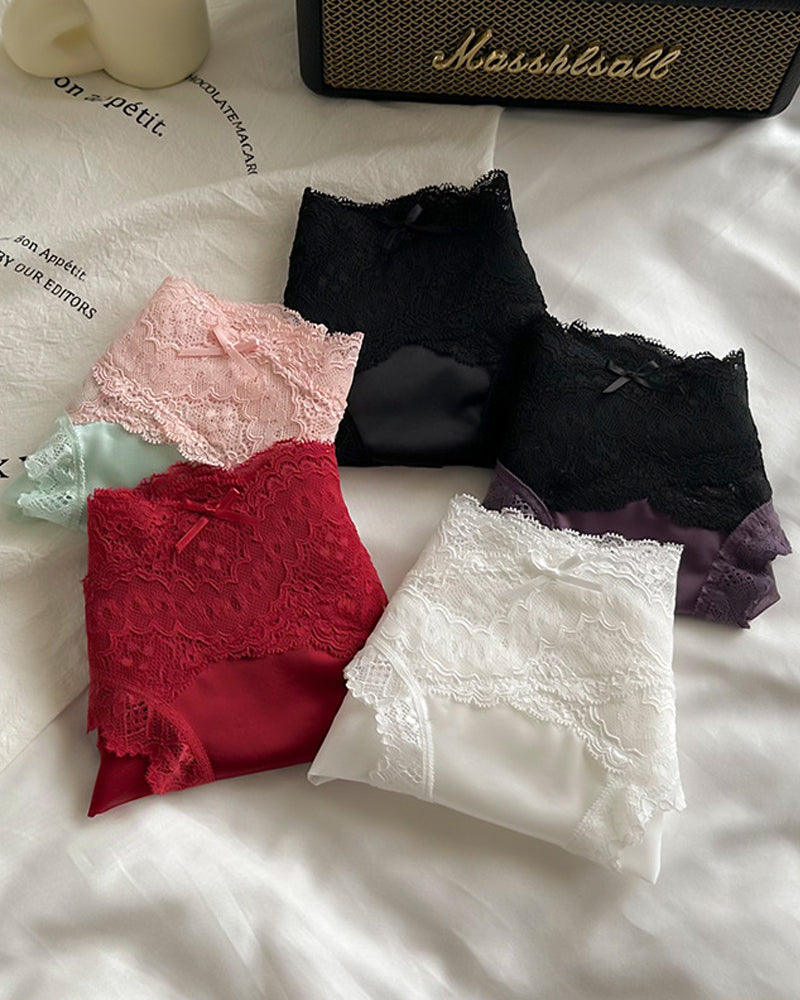 Colorblock Lace Mesh Sheer Panties