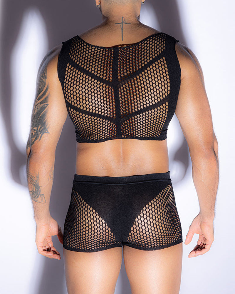 Men's Tight-Fitting Hollowed-Out Mesh See-Through Fishnet Lingerie