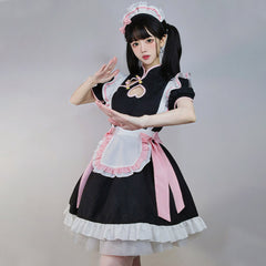 Anime French Maid Outfit Lolita Cosplay Dress Chinese Traditional Cheongsam Style Lolita Dress