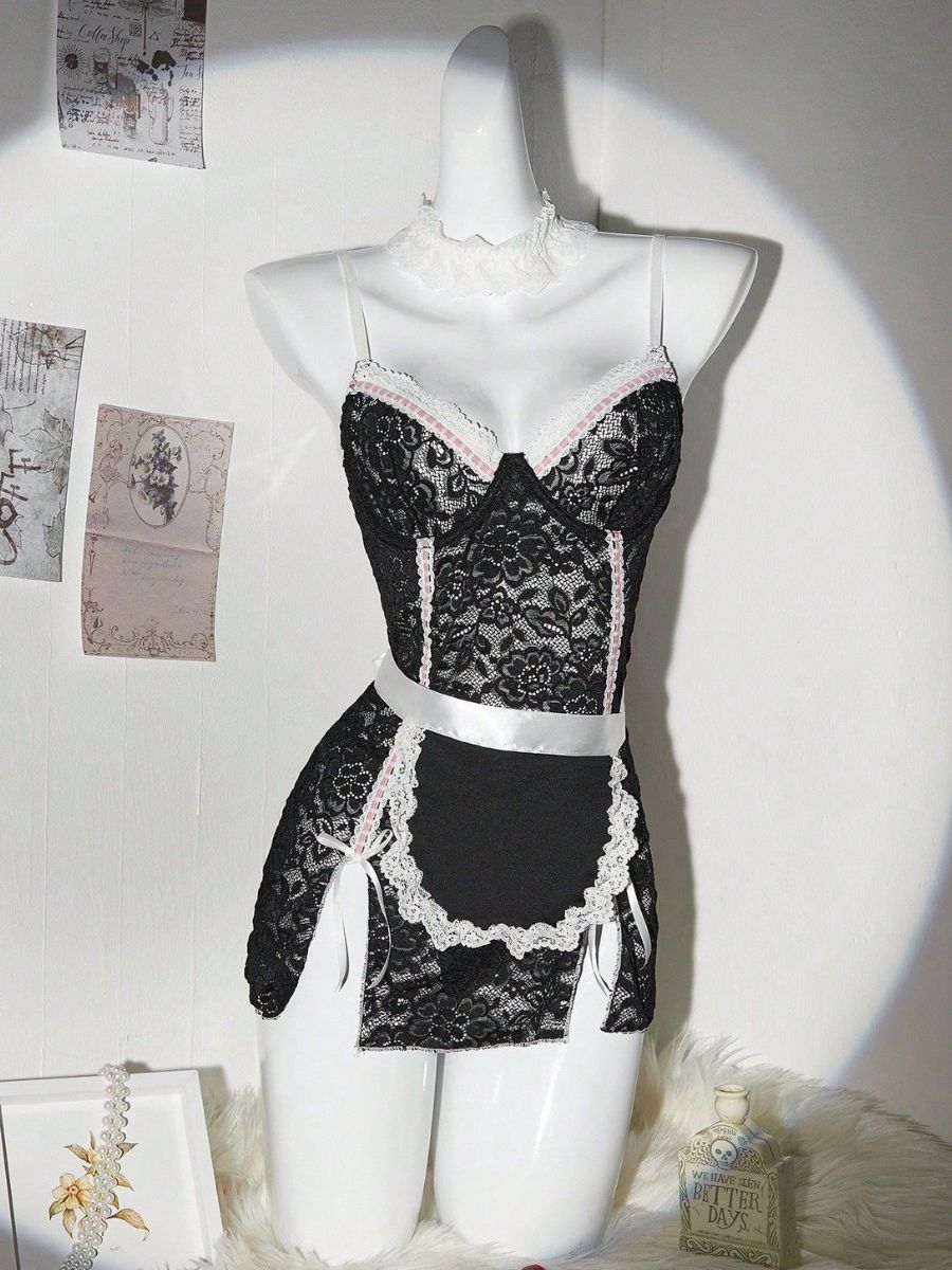 Sultry Maid Lace Babydoll with Apron