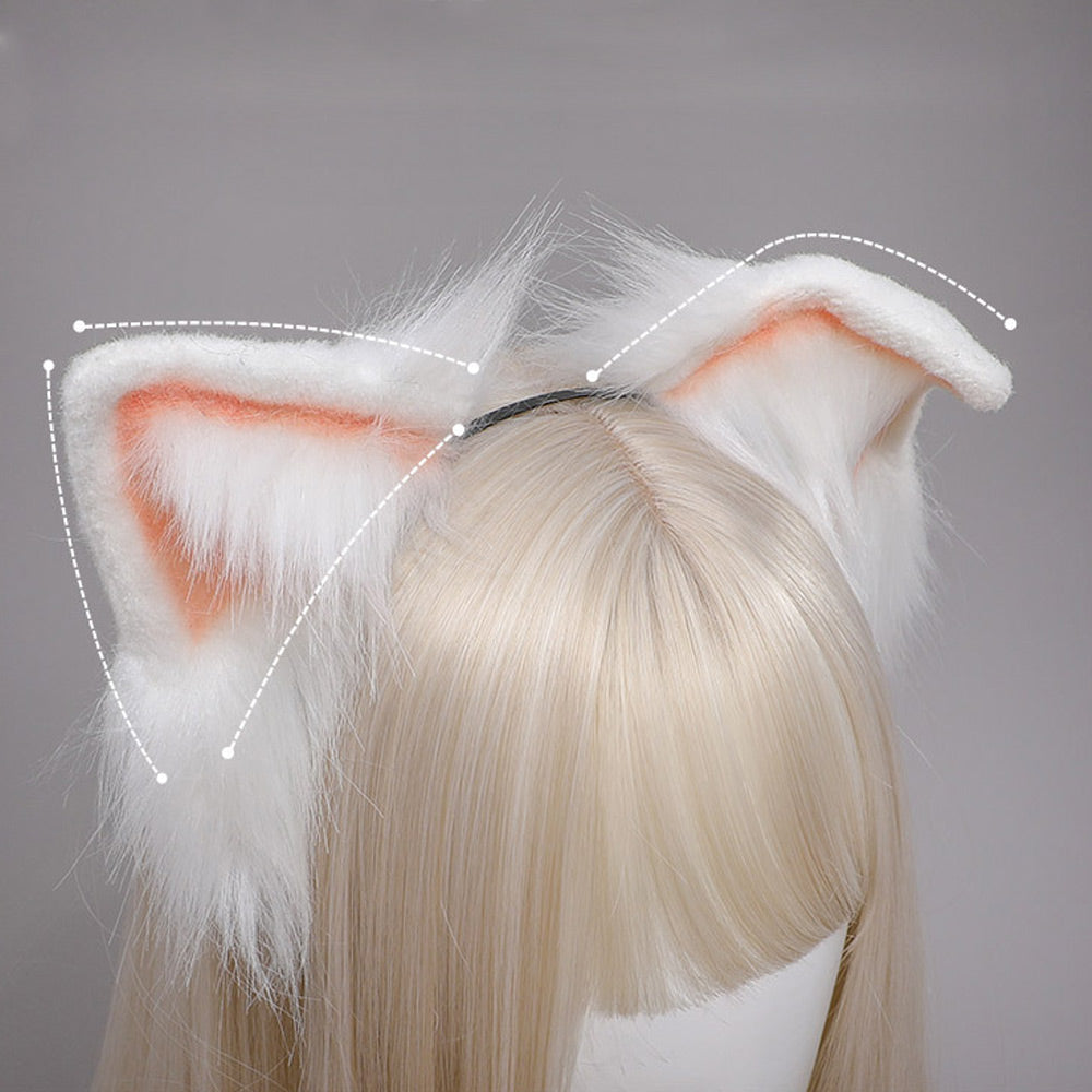 Fox Cosplay Outfit Anime Animal Costume Two Piece White Rib Knit Lingerie Set