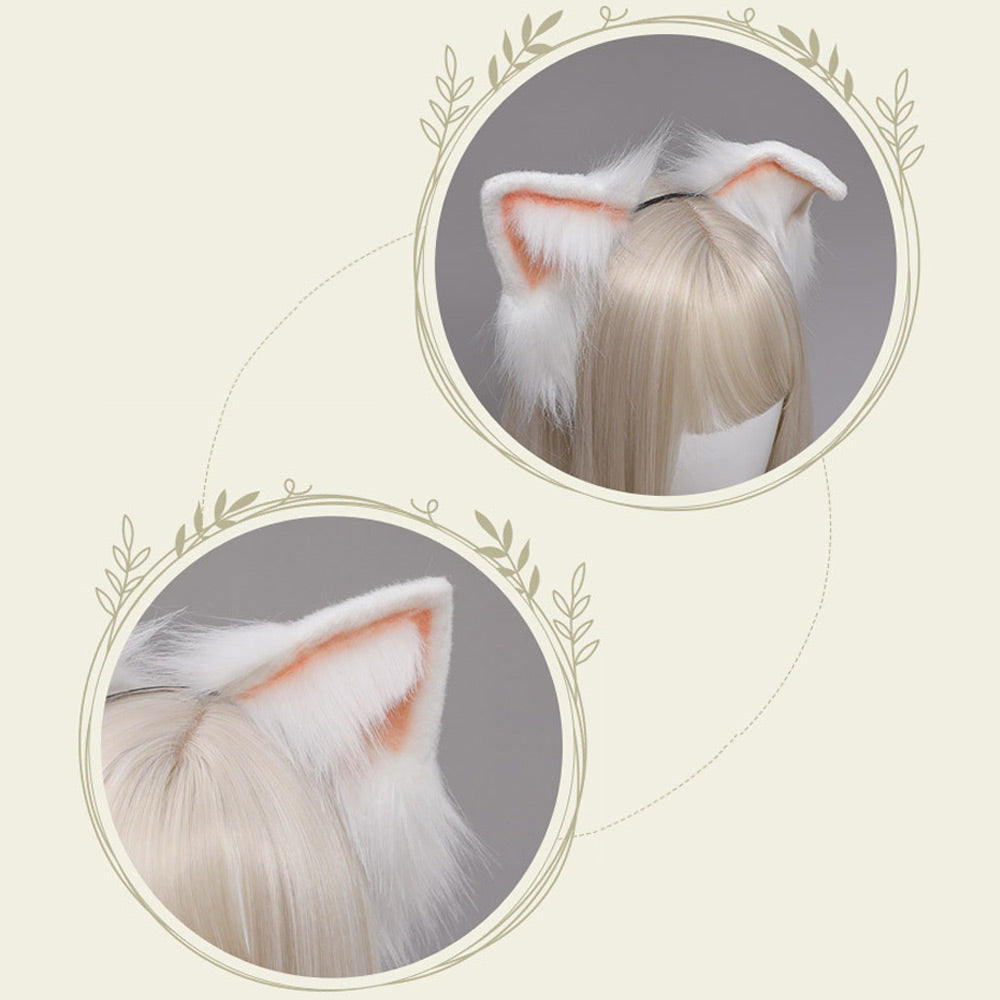 Fox Cosplay Outfit Anime Animal Costume Two Piece White Rib Knit Lingerie Set